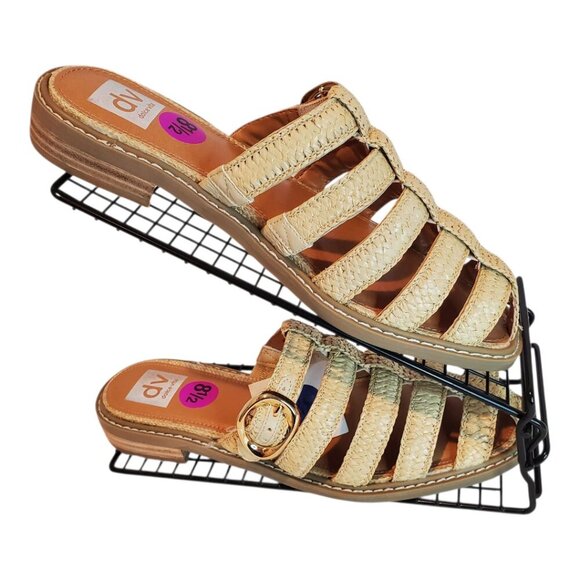 NWT DV by DOLCE VITA SZ 8.5 Women's Tan Woven Raffia Slip-on Low-heel Sandals - Picture 3 of 9